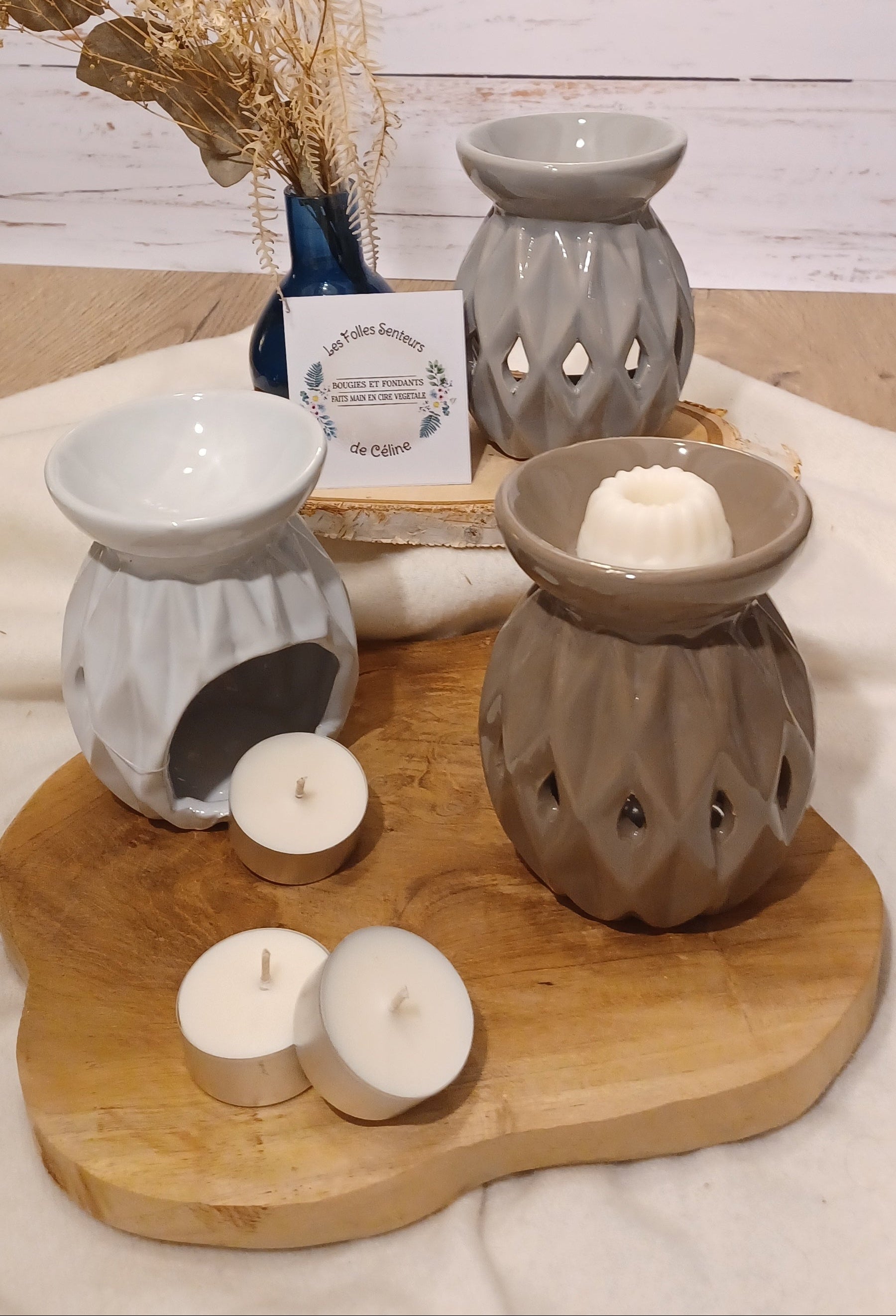 brûle-parfum Hestia en 3 coloris : blanc, taupe, gris