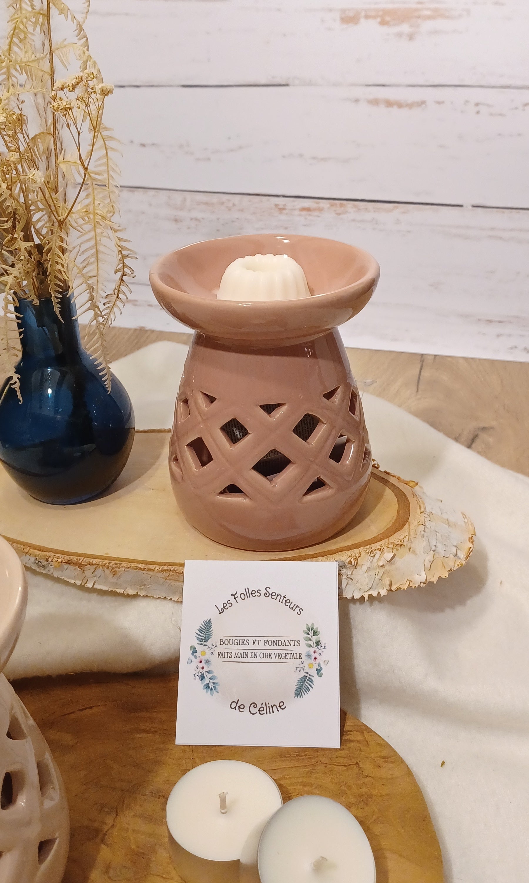 brûle-parfum Séléné rouge rosé