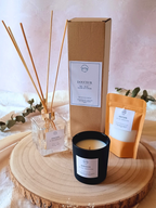Gamme Douceur : bougie, fondant en grain et diffuseur de parfum à tiges