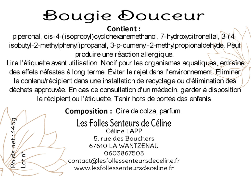 Étiquette CLP bougie Douceur