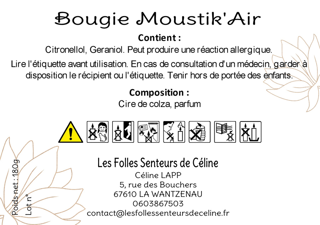 Étiquette CLP bougie Moustik'Air
