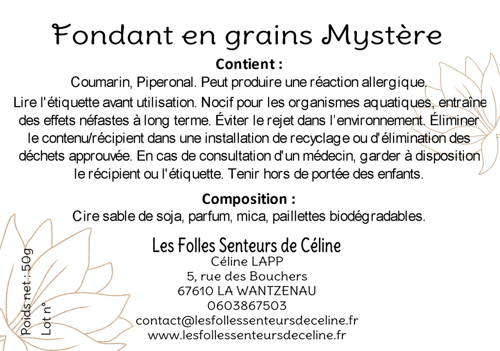 Étiquette CLP fondants en grains Mystère
