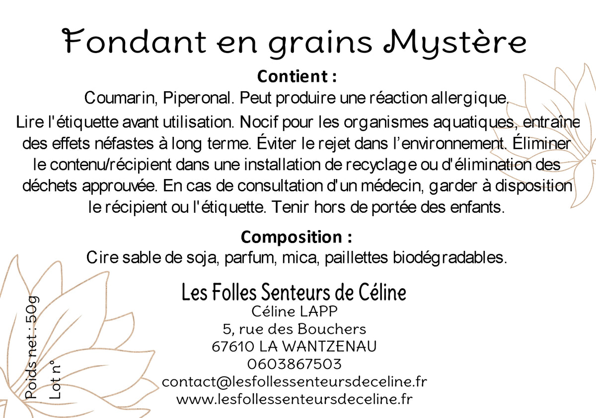 Étiquette CLP fondants en grains Mystère