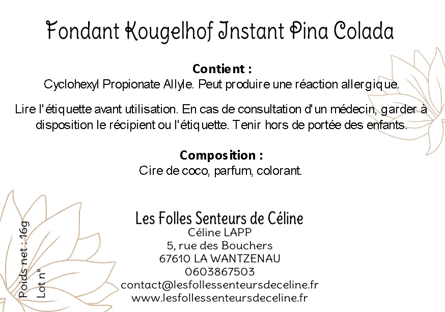 Étiquette CLP fondant Instant Pina Colada