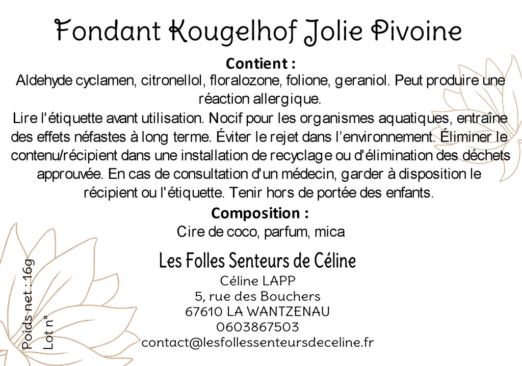 Etiquette CLP fondant Jolie Pivoine