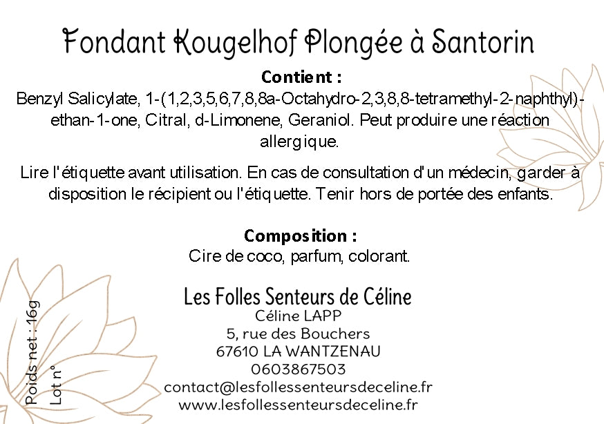 Etiquette CLP fondant Plongée à Santorin