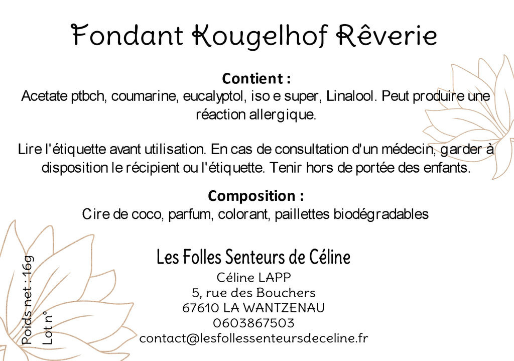 Étiquette CLP fondant Rêverie