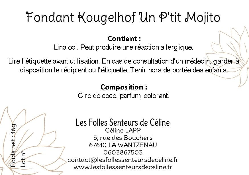 Étiquette CLP fondant Un P'tit Mojito