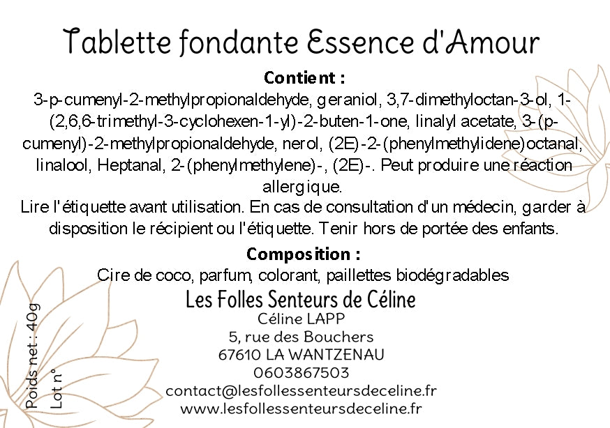 Tablette fondante Essence d'Amour