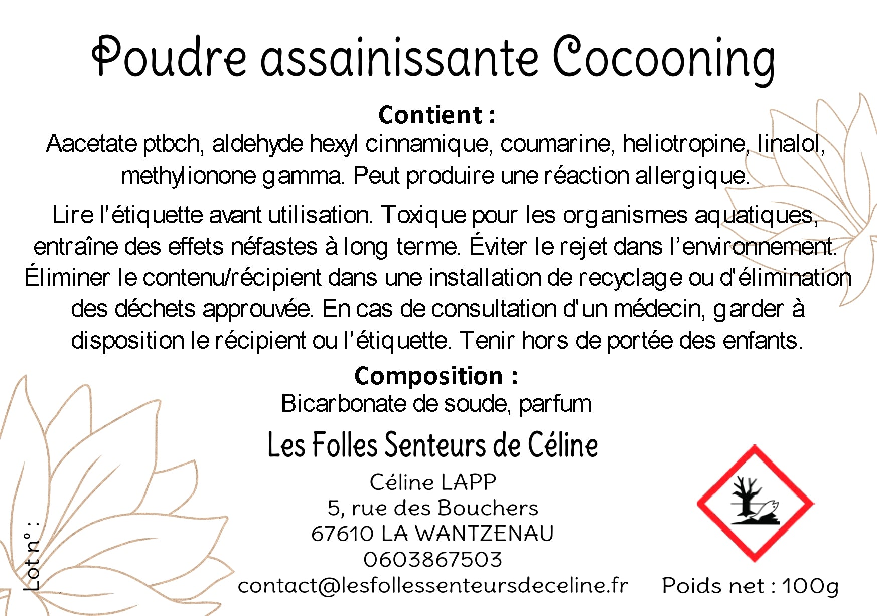 Étiquette CLP avec conseils de prudence
