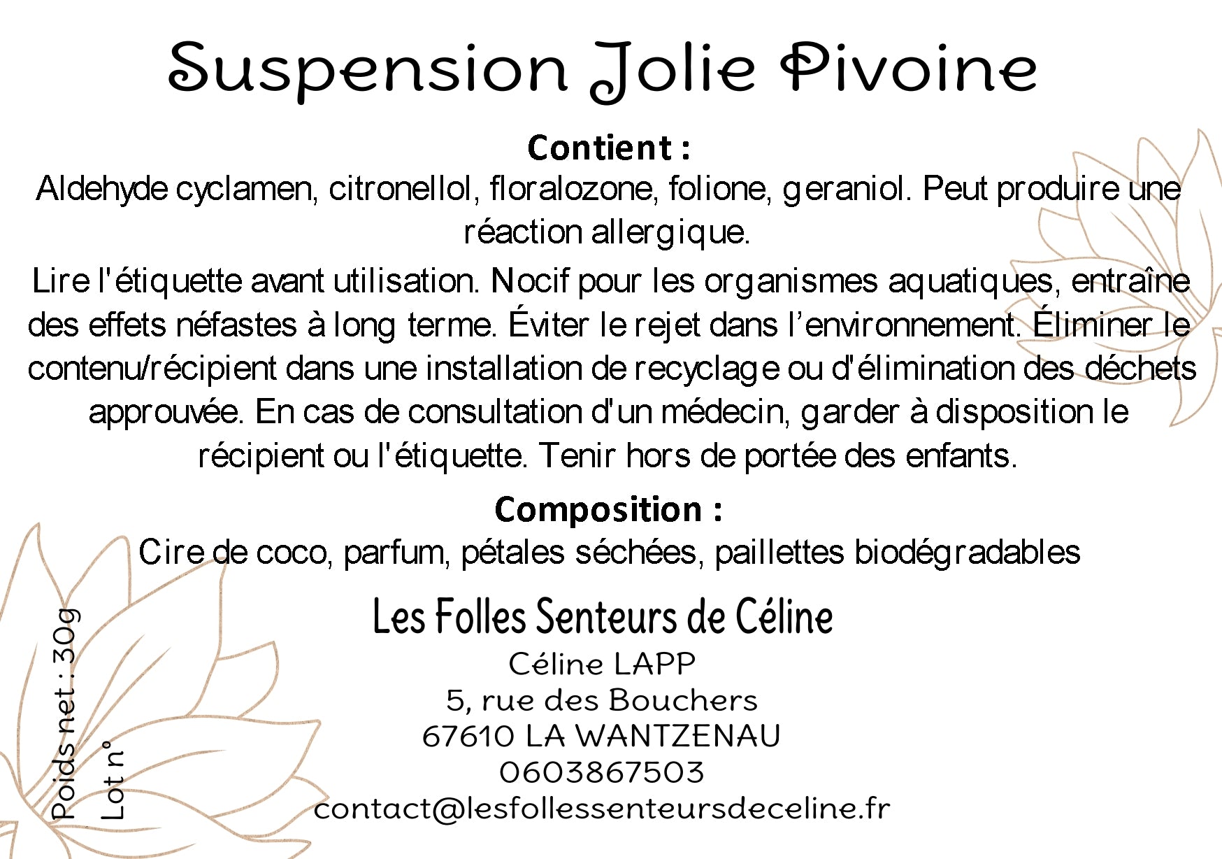 Suspension Jolie Pivoine